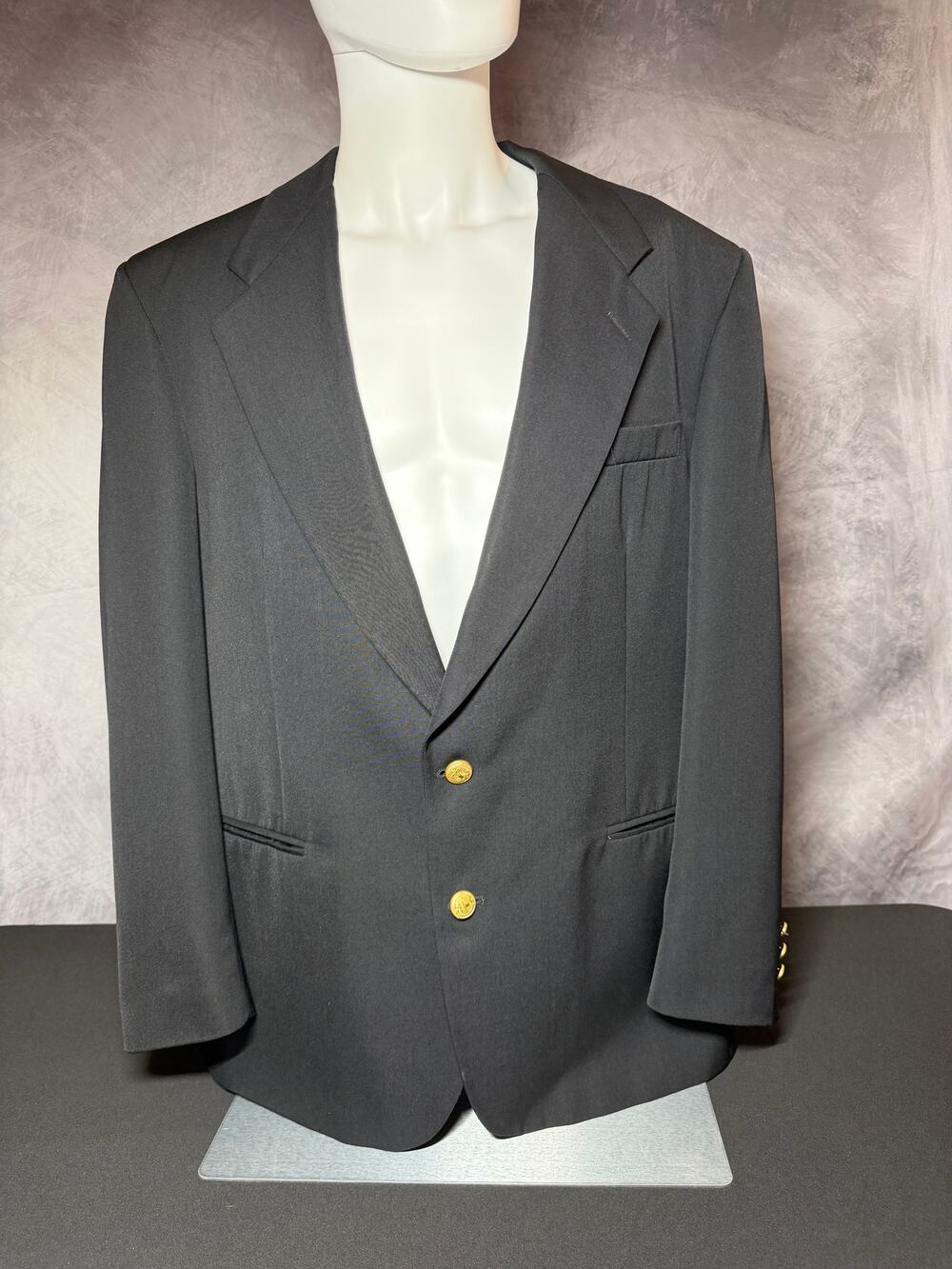 Vintage Givenchy Monsieur Blazer Mens 39 Black Gold Buttons Made USA